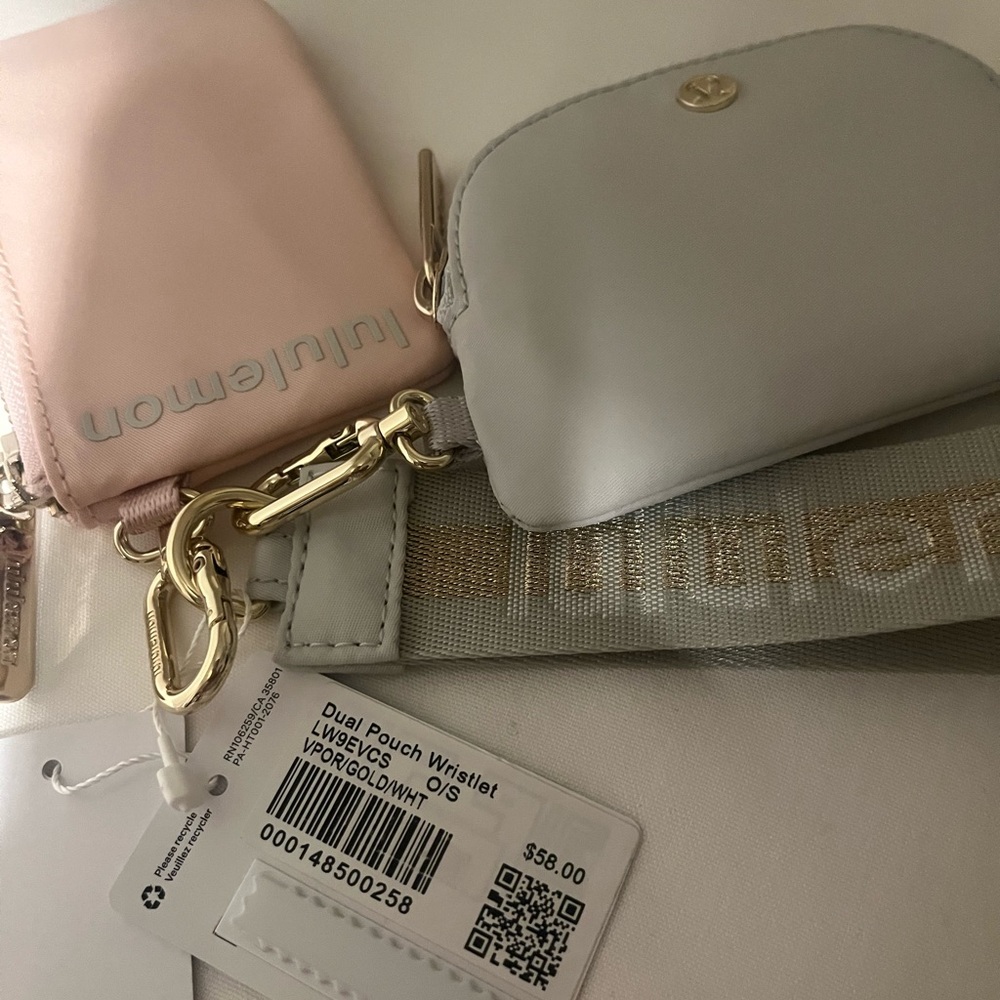 Lululemon Athletica Pink and Gray Clutch Wristlet
